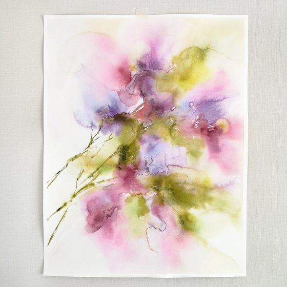 Flowers. Abstract bouquet. Watercolor colorful florals.