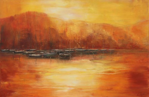 Sunset at the port 2 by Ludmilla Ukrow