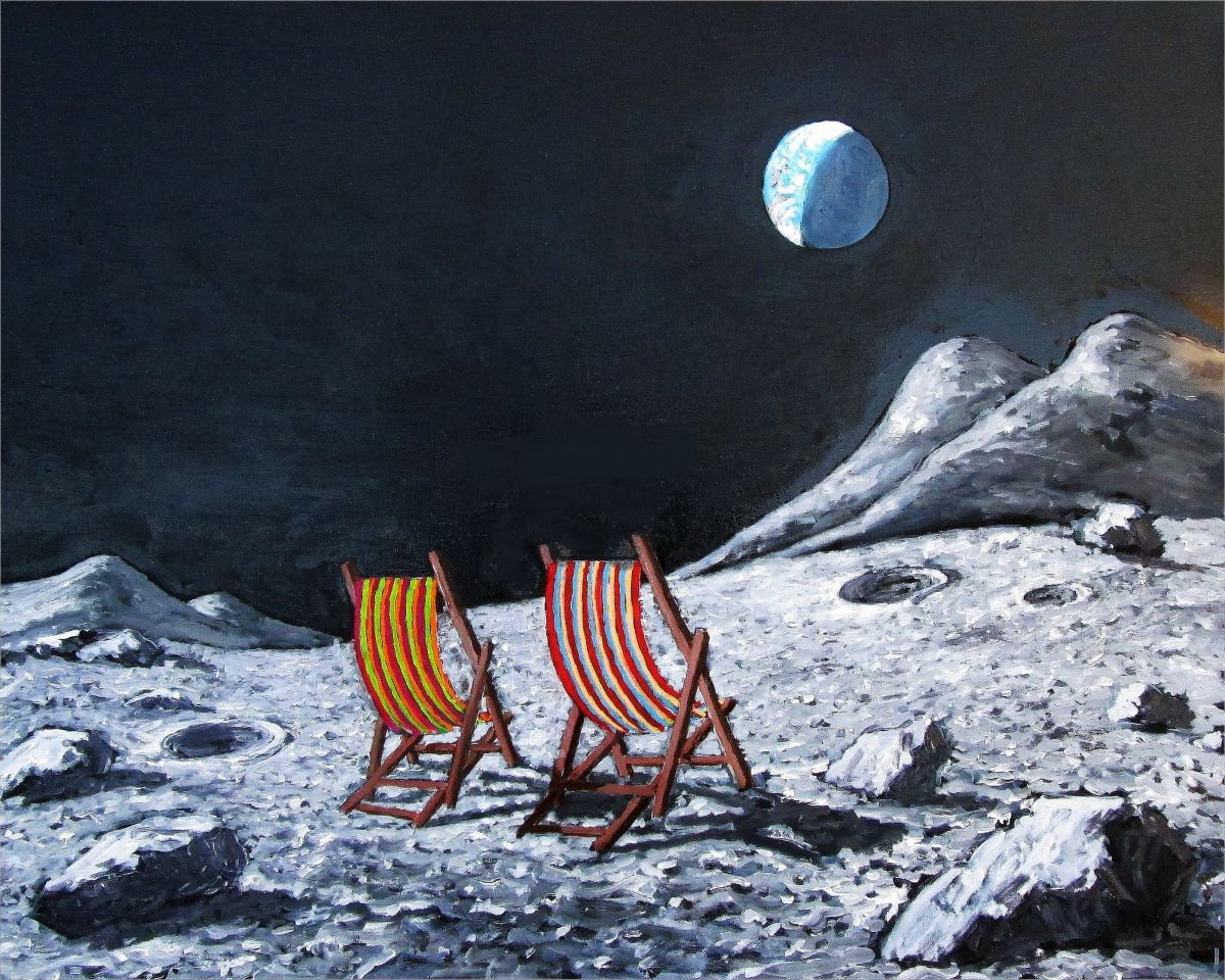 moon II: waxing crescent: deckchairs by Colin Ross Jack