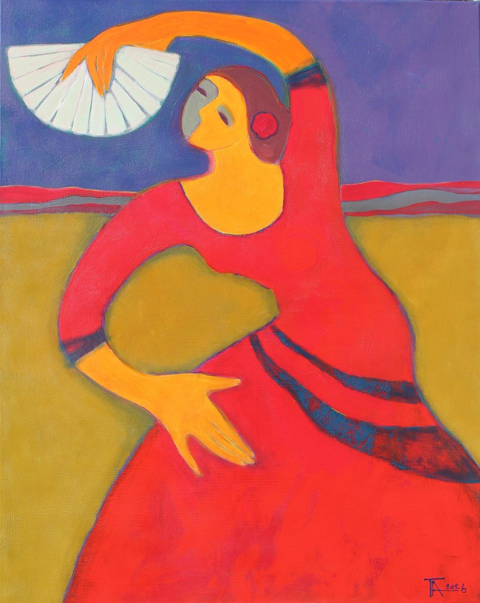 Fan Dance. By Tatjana Auschew, 31 X 39, Artwork For Sale On Artfinder