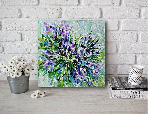 Shades of Lilac - Abstract Floral Painting, Acrylic Palette Knife Art