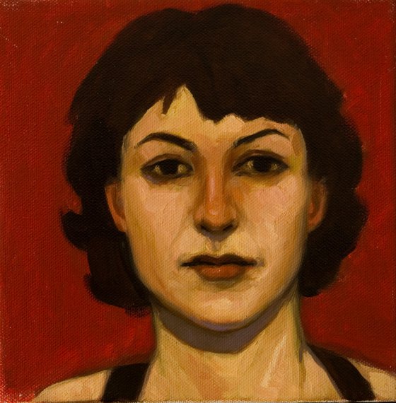 portrait of a woman in red
