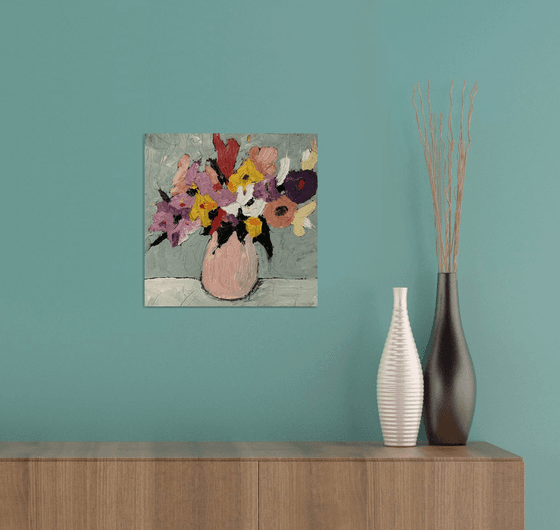 Flowers on a Gray Background