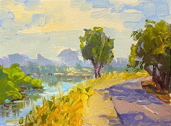 Park Bike Path Miniature oil
