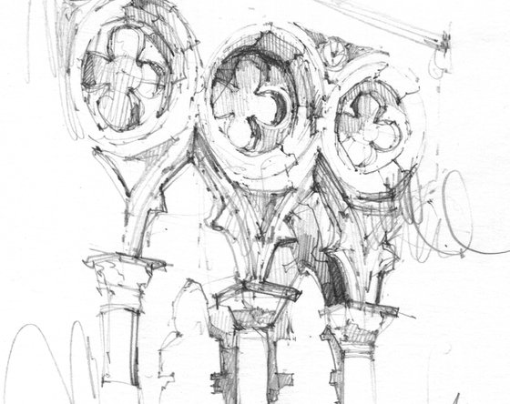 "Architectural sketch" original pencil drawing - Venice