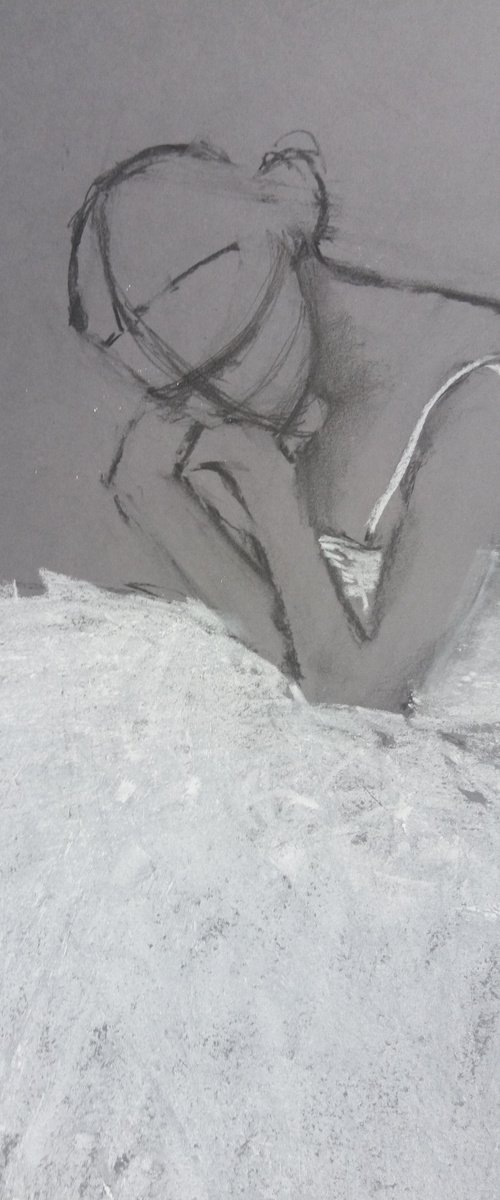 Swan #1 -(charcoal and pastel sketch) by Rosalind Roberts