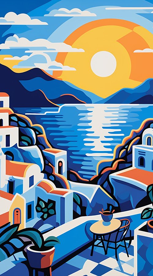 Santorini at sunset by Kosta Morr