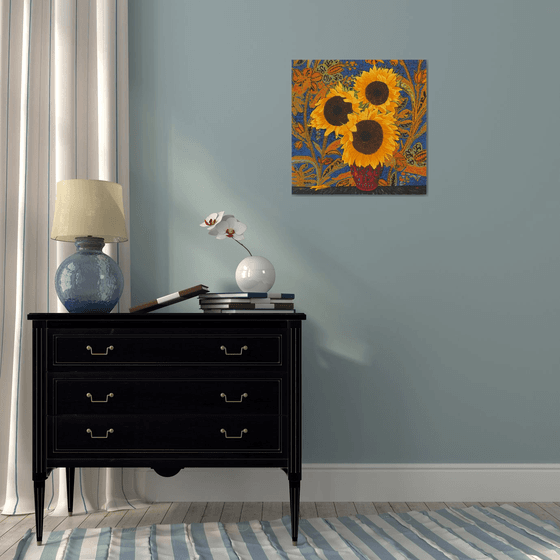 Large Three Sunflowers