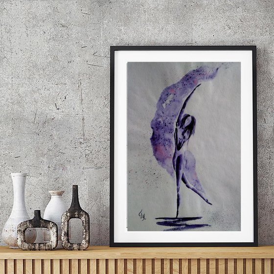 dancer original watercolor painting "Moon dancer"