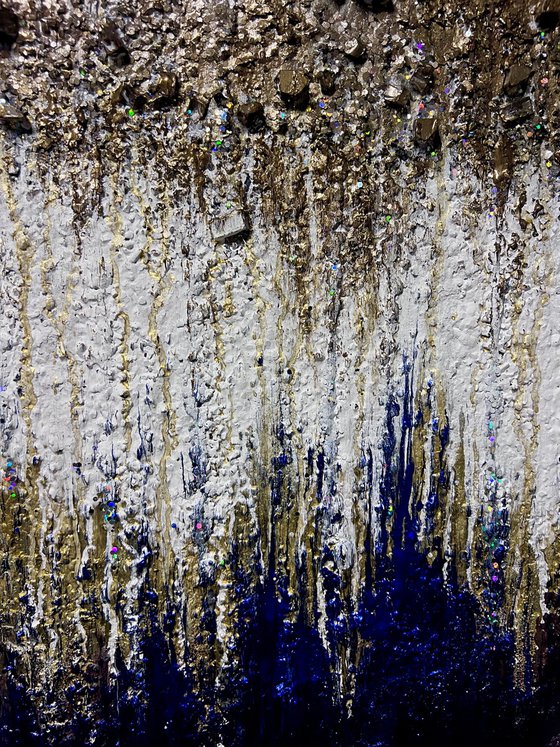 Strange dreams abstract glass glitter textured painting mixed media art