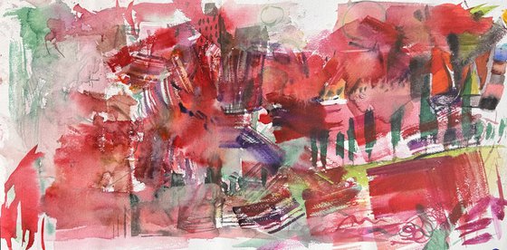 Abstract Landscape Red Poppies