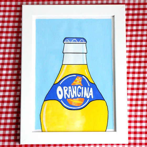 Orangina Bottle - Pop Art Painting On Unframed A4 Paper
