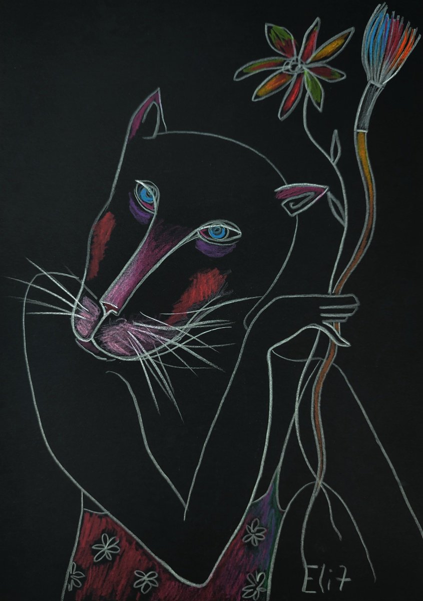 Expressive Animal Pencil Drawing By Elisheva Nesis, 9 X 13, Self Presentation, Original Artwork