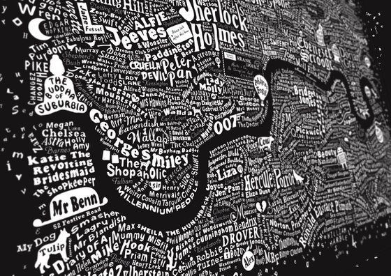 LITERARY LONDON MAP (Metallic Silver & White)