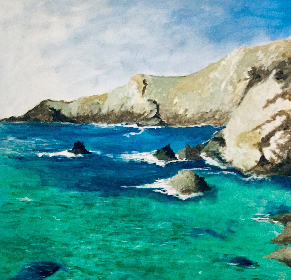 Abstract Landscape Acrylic Painting By Shabs Beigh, 32 X 32", The Lizard, Original Artwork