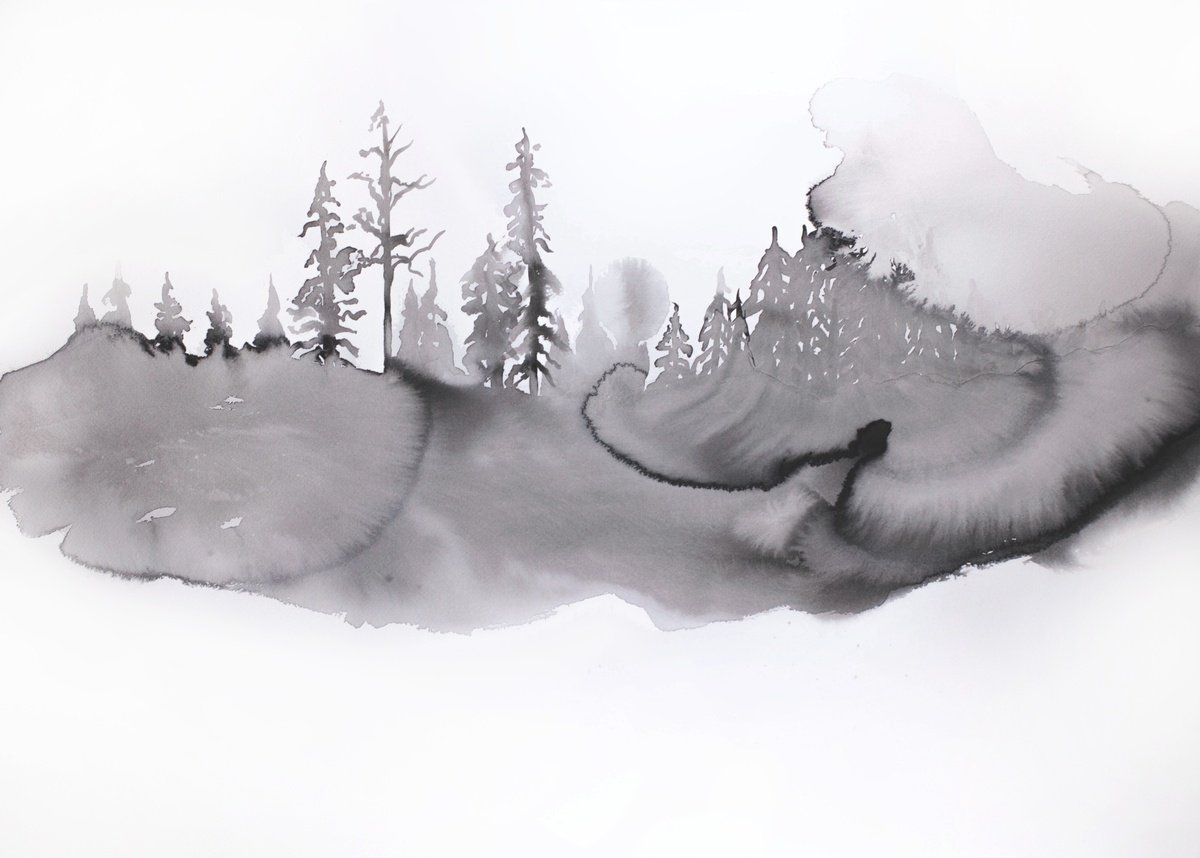 Expressive Painting , Fog No. 5 By Elizabeth Becker, 30 X 22, Artwork For Sale On Artfinder