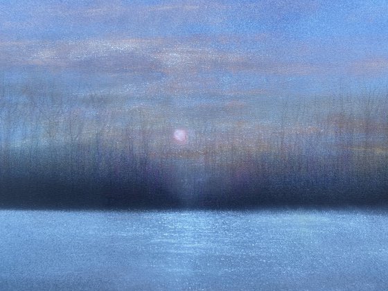 'East of Long Island IV' Large Winter Landscape Oil Painting.