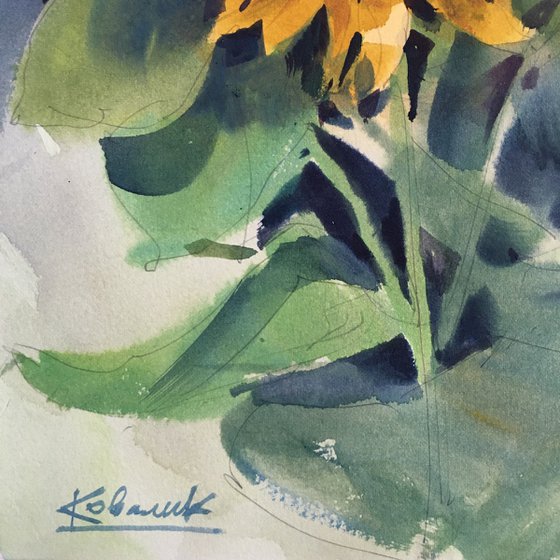 Sunflowers watercolor painting