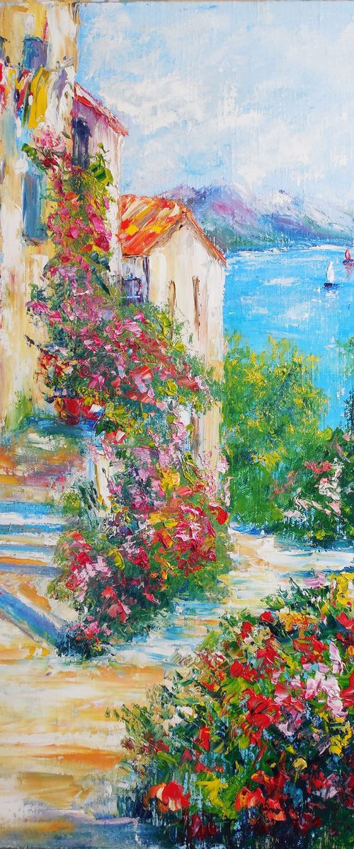 Italian old street in coastal town by Oksana Fedorova