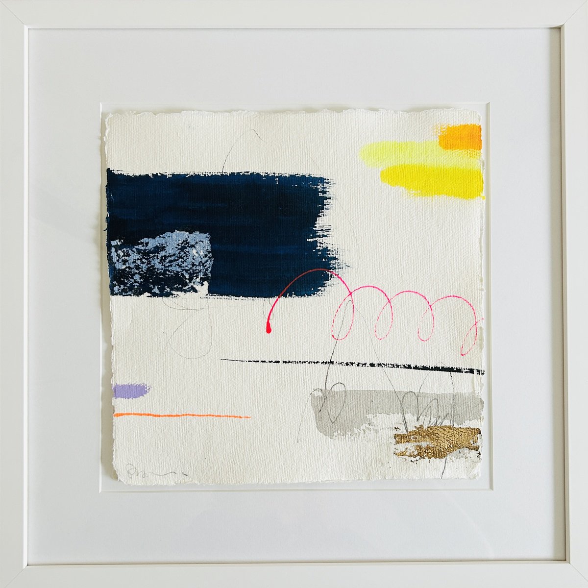 Abstract Ink Drawing By Ryoko Minamitani, 12 X 12", Conversation Series 72, Original Artwork