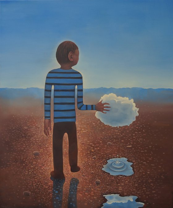 Boy conducting a cloud
