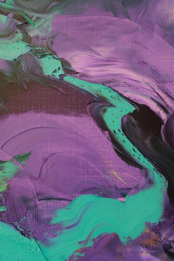 Light Green Dark Purple / Oil Painting 17