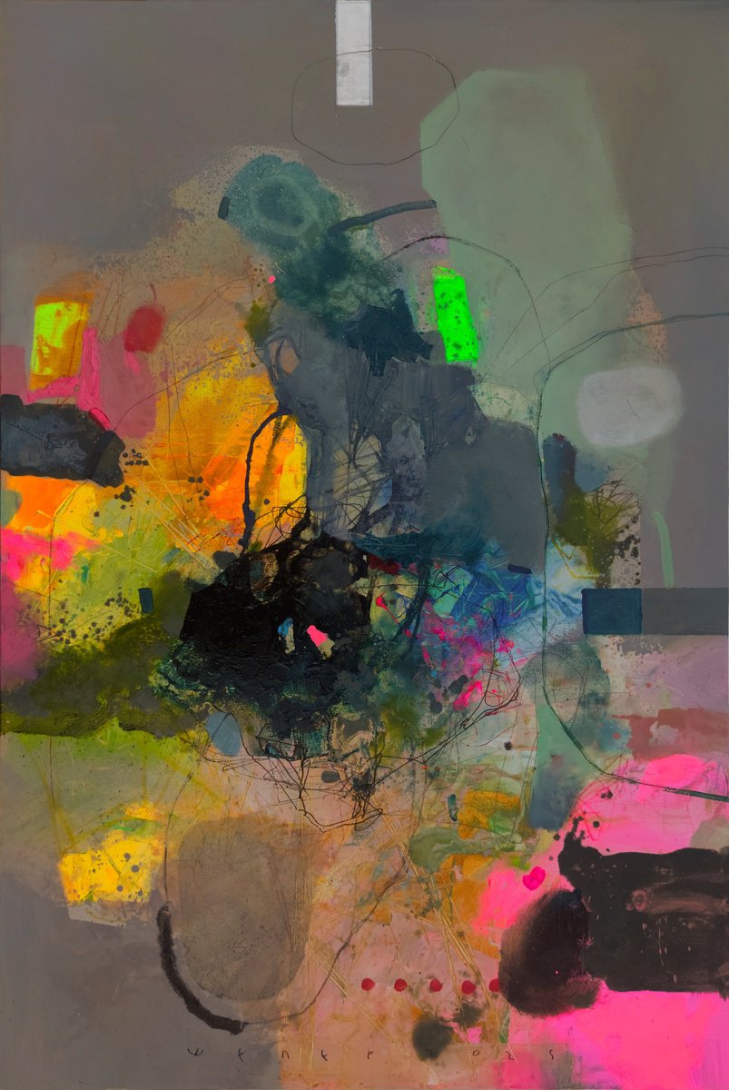 Abstract Oil Painting By Victor Sheleg, 31 X 47", - Color Therapy N 5”, Original Artwork