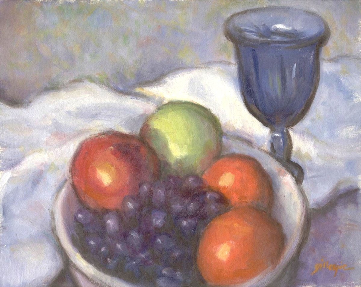 Fruit with Blue Glass by Michael Gillespie