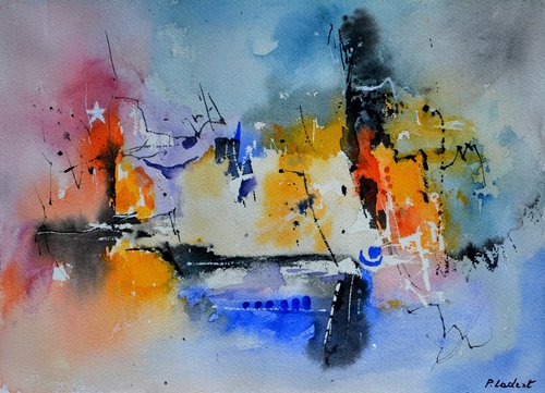 Starry night  - abstract watercolor - 3423 by Pol Henry Ledent