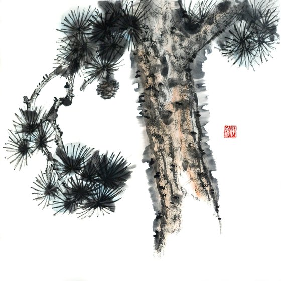 Pine with cone - Oriental Chinese Ink Painting