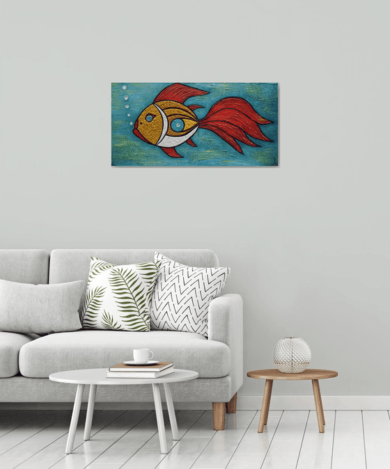 Goldfish - Abstract Gold Fish Painting