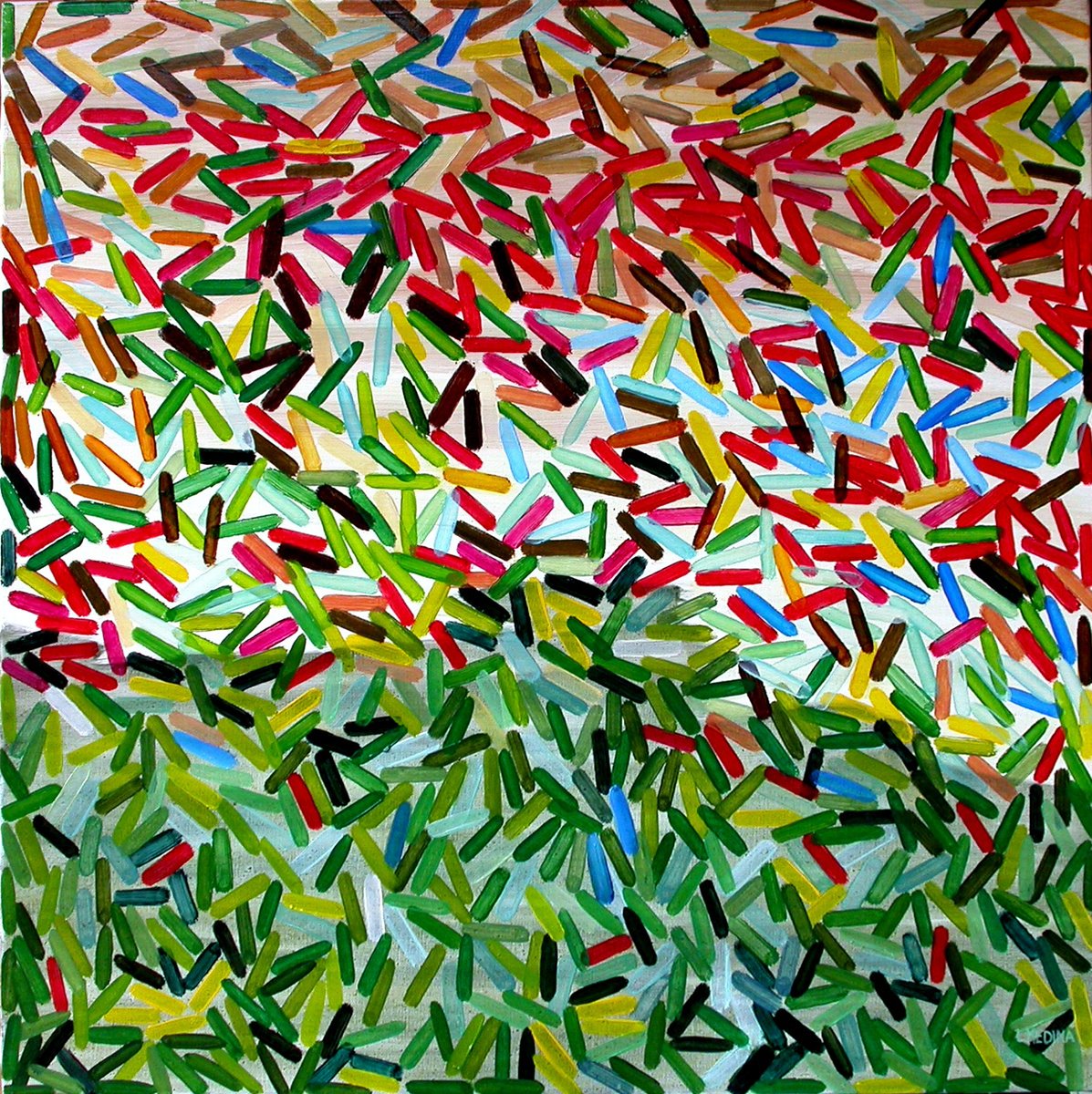 Abstract Oil Painting By Luis Medina, 28 X 28", Summer, Original Artwork