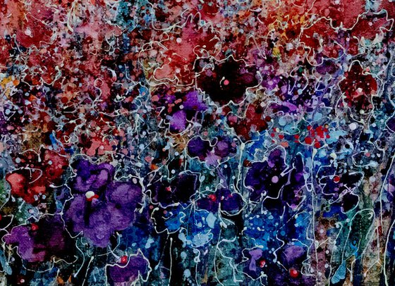 Mid July Meadow Flowers - Original Painting   by Olena Art