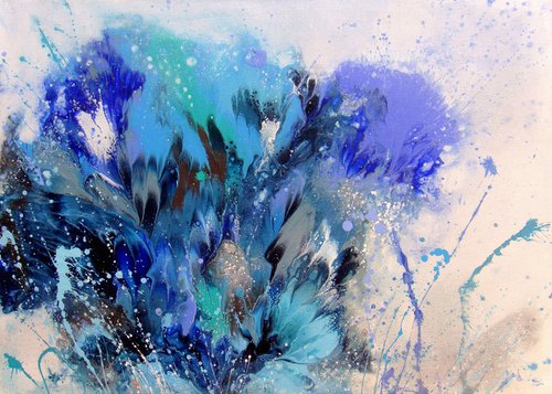 "Blue composition" Abstract painting 60 x 80cm by Irini Karpikioti