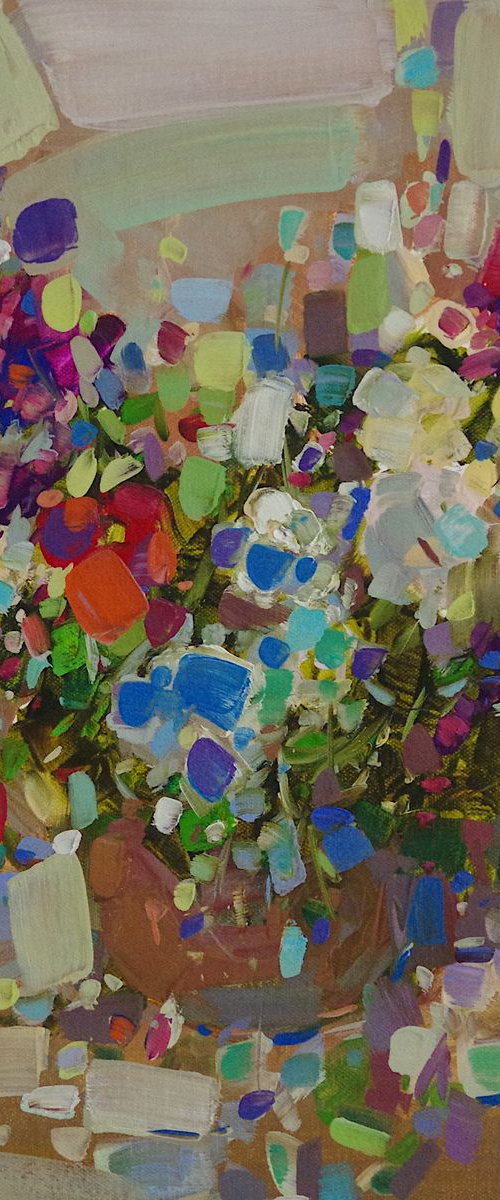 Flowers, Oil painting, One of a kind, Signed, Handmade artwork by Vahe Yeremyan