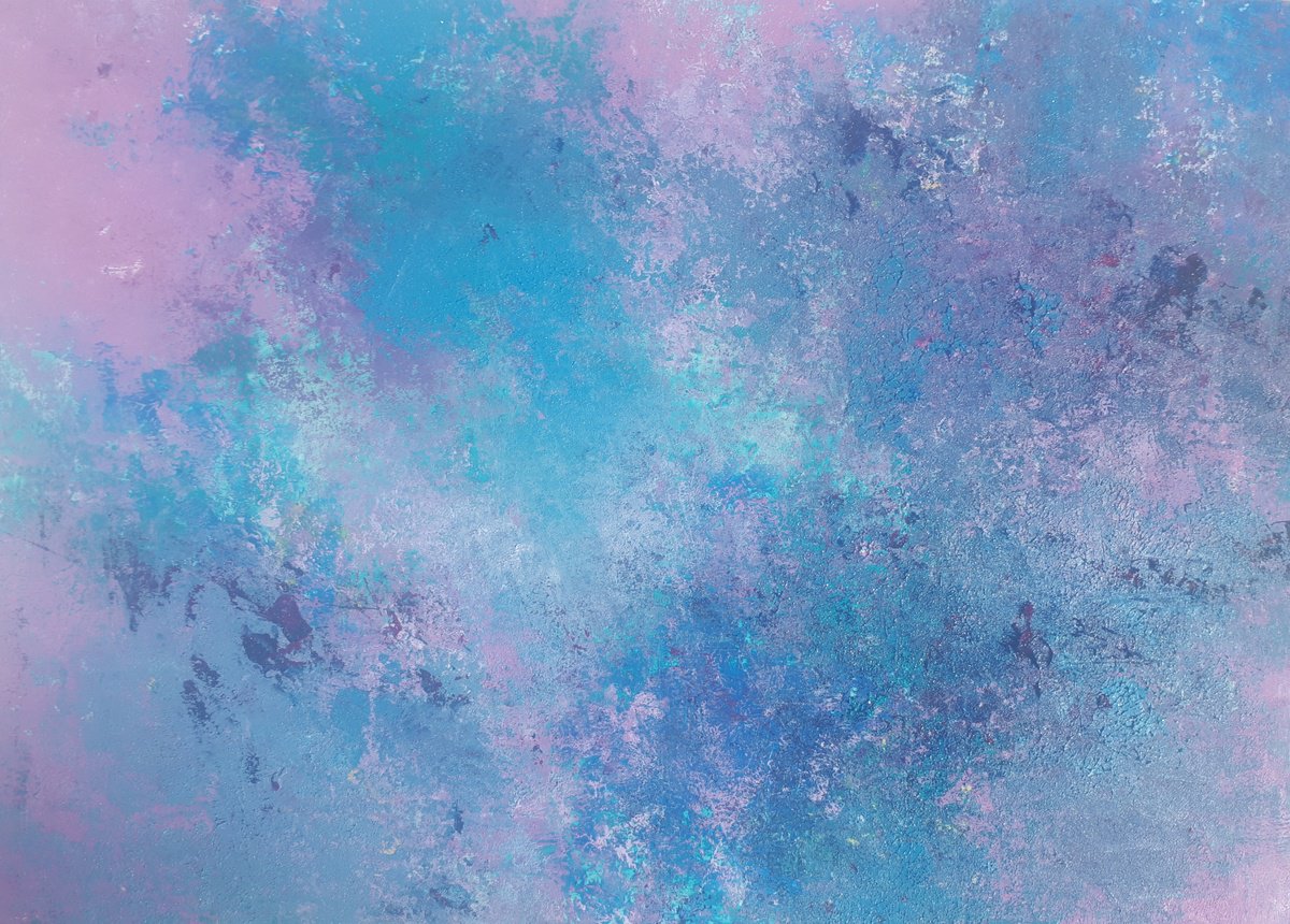 Impressionistic Abstract Oil Painting By Olga Onopko, 28 X 20", Summer Sky, Original Artwork