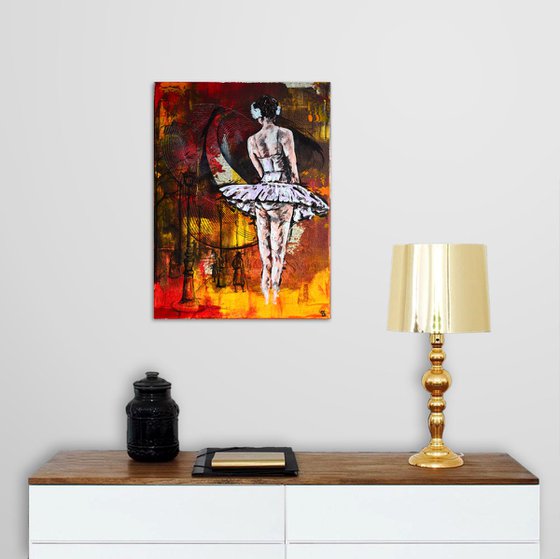 Midnight Ballerina - Original Modern Ballerina Dancer Portrait Art Painting on Canvas Ready To Hang