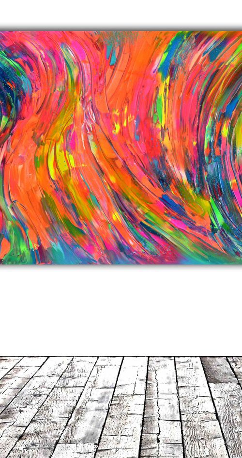 Gypsy Dance 2 - Large Painting, 160x70 cm, Abstract Painting, Modern Fauve Neogestural - Ready to Hang by Soos Tiberiu