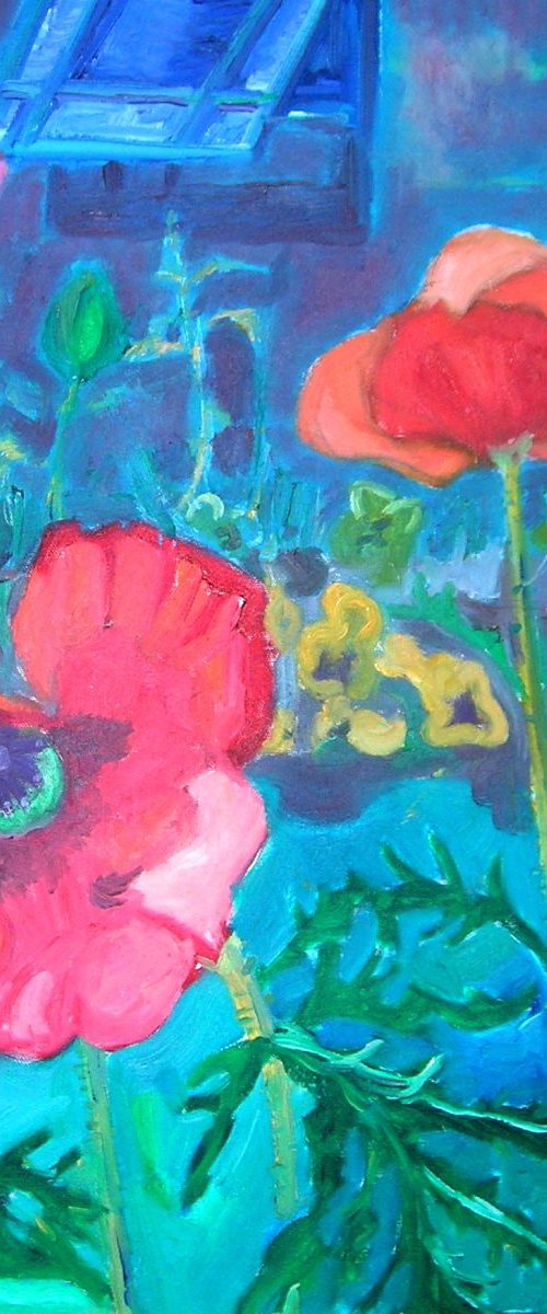 poppies by the studio by Lynda  Hopkins