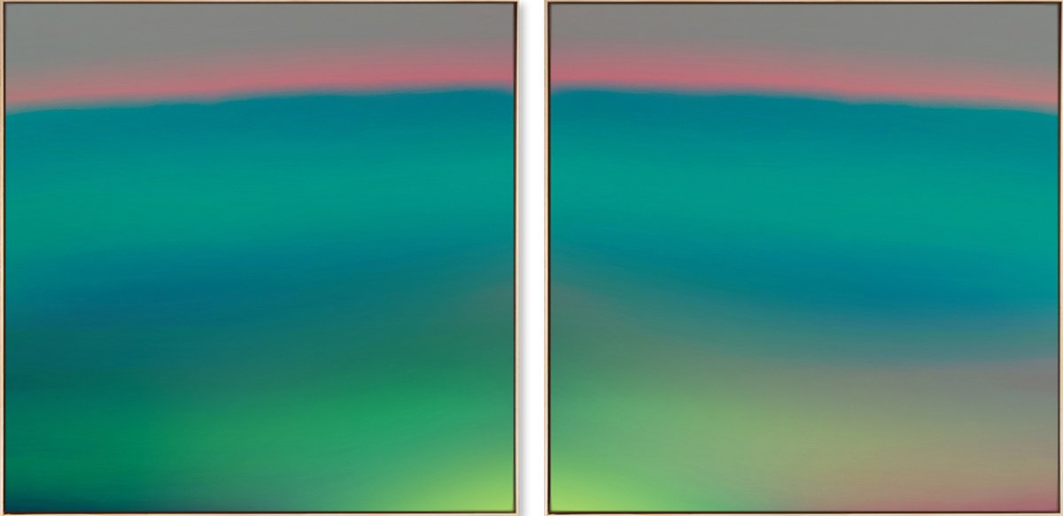 Abstract Landscape Acrylic Painting By Jonas Peres, 94 X 47, Aqua Sanatrix, 1 (Diptych), Original Artwork