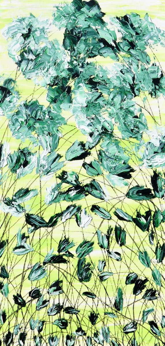 Impressionistic Botanical Oil Painting By Daniel Urbani?k, 12 X 24, In The Meadow, Original Artwork