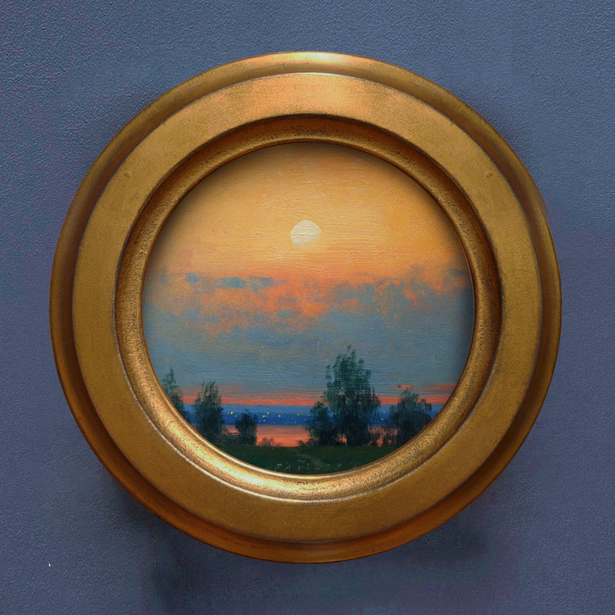 Impressionistic Landscape Oil Painting By Ayna Paisley, 9 X 9, Setting Sun Amber #2, Original Artwork