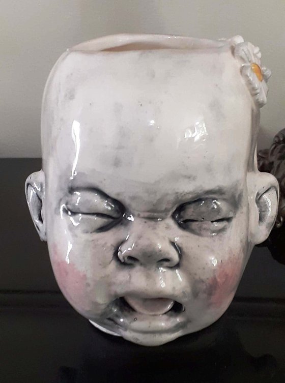 Ceramic baby head planter