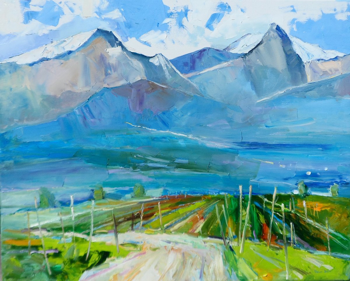 Impressionistic Landscape Oil Painting By Yehor Dulin, 39 X 31", Ailps, Original Artwork