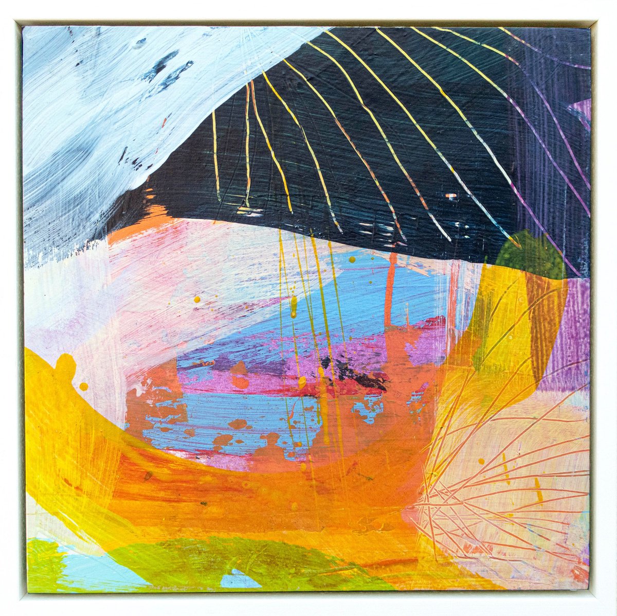 Organic Abstract Acrylic Painting By Suzie Cumming, 11 X 11", Sunny Vale, Original Artwork