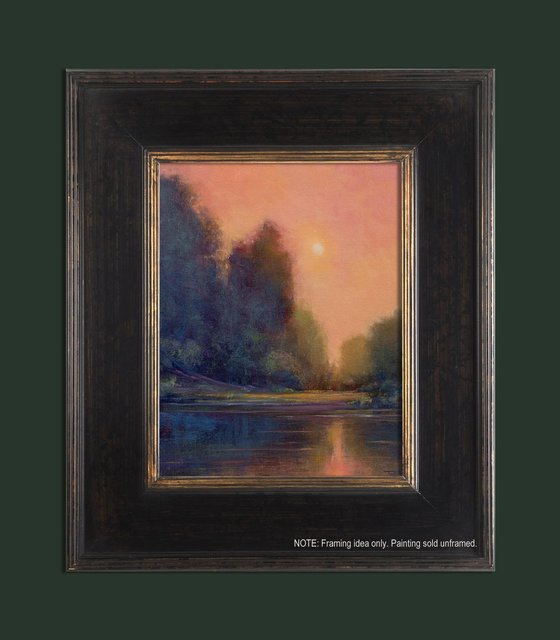 Sunset Lake Reflections Plein Air Impressionist