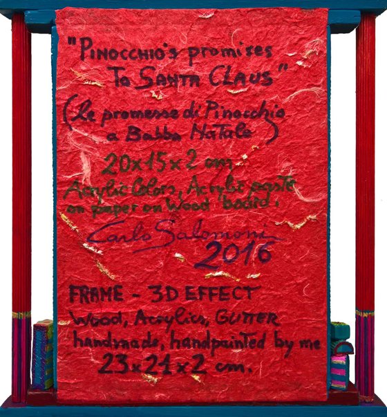PINOCCHIO'S PROMISES TO SANTA CLAUS - ( Framed 3D EFFECT)