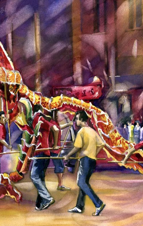 Dragon dance for the Chinese New Year by Alfred  Ng