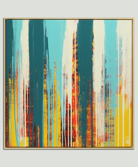 Tip Top Drips - Incl. Wooden Frame - 95 x 95 cm - Ronald Hunter 19J