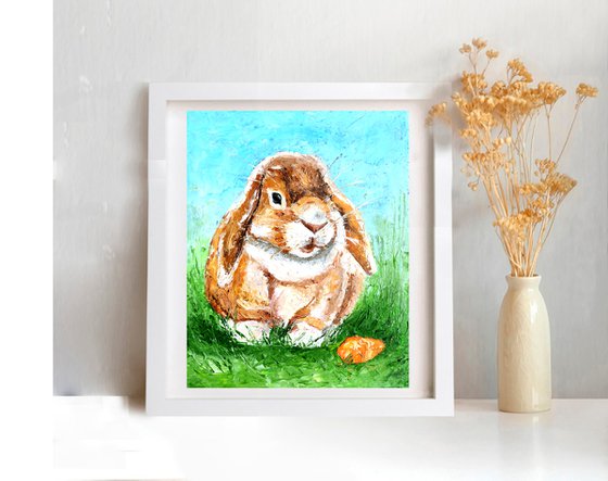 Hare Painting Original Art Rabbit Artwork Bunny Wall Art Animal